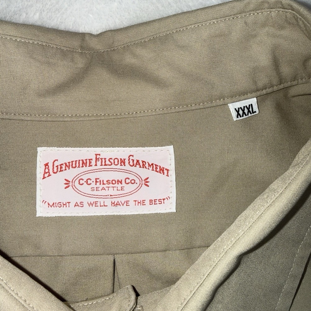 Vtg 90s C.C. Filson Co. Padded Hunting Shooting Shirt Orange Khaki Gorp Sz XXXL - Picture 7 of 16